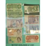 A collection of replacement bank notes comprising a £20 1970 prefix MO3; £10 1971 Page prefix MII;