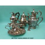 A collection of plated ware including a chamber stick,