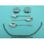 Three various hallmarked silver teaspoons (35g),