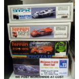 Four Fujimi, Protar and Union Collections model Le Mans car kits, McLaren F1 GTR Short Tail,