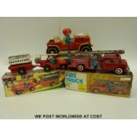 Three tin-plate model fire engines comprising of a Japanese Fire Chief car ME 699,
