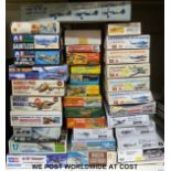 Thirty-five Aoshima, Lindeburg Line, Eidai and other model aircraft kits, all in original boxes.
