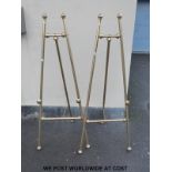 A pair of brass easels for gallery, restaurant or shop use,