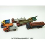 Seven Dinky Toys and Dinky Supertoys diecast model commercial vehicles comprising Foden tanker,