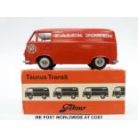 Tekno diecast model Tantus Transit with red body white interior and 'Falck Zonen' decals, 415,