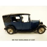 Tri-ang Minic tin plate clockwork Taxi with blue and black body