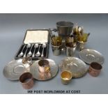 A quantity of silver plated items including cased spoons,