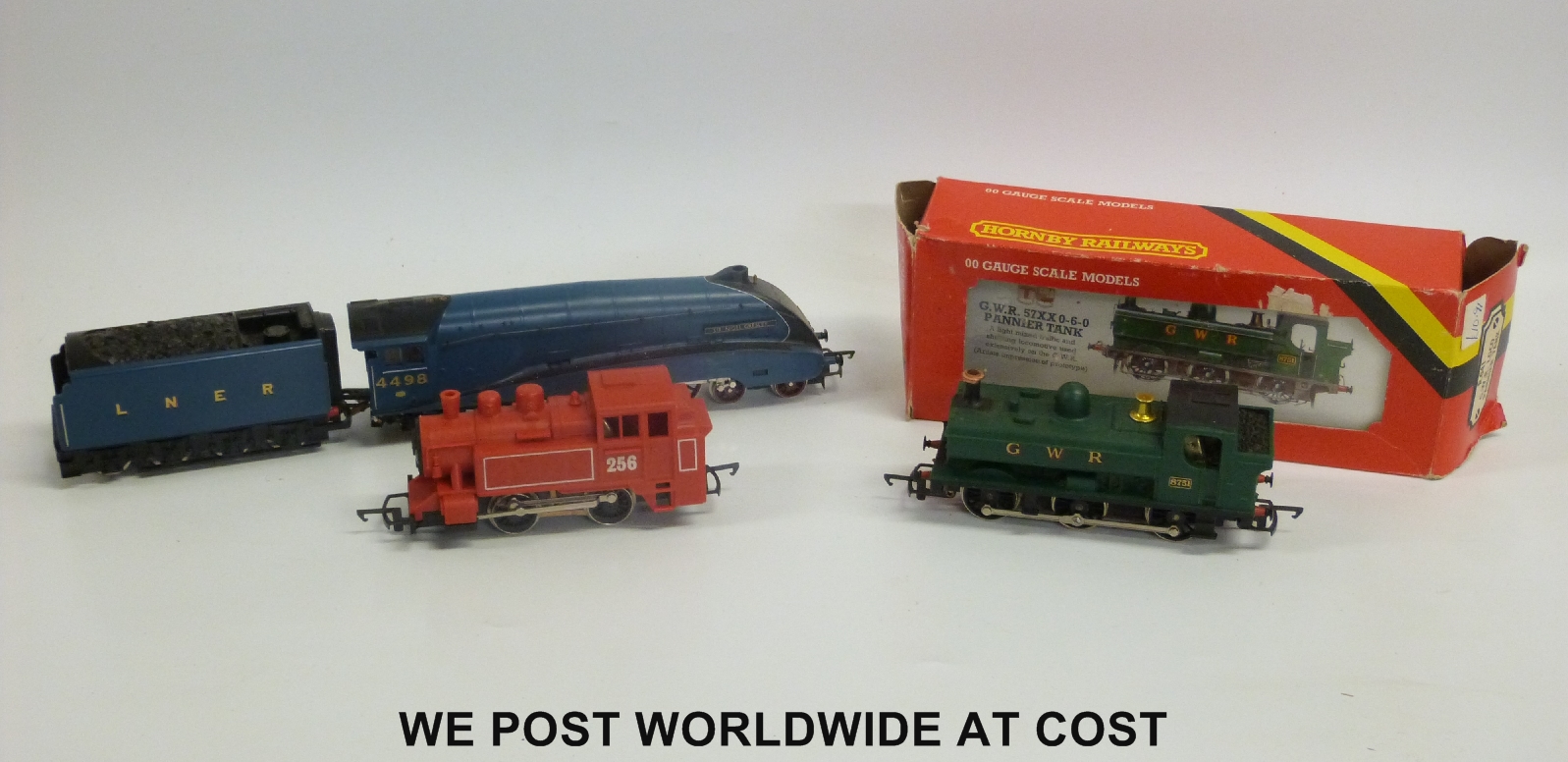 Eight Hornby Dublo, Fleischmann and other 00 gauge locomotives, one in original box.