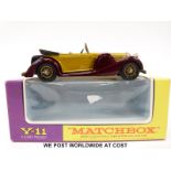 Matchbox Models of Yesteryear Y-11 1938 Lagonda Drophead Coupe with gold and purple body and black