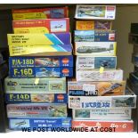 Twenty Playfix, Xtrakit, Modelcraft, Trumpeter and other model aircraft kits, all in original boxes,