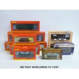 Ten Hornby, Mainline and Dapol 00 gauge wagons,