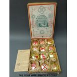 A box of vintage German Christmas decorations