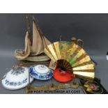 A quantity of collectables to include whistling top, flagon, model sailing ship,