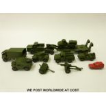 Nine Dinky Toys diecast model military vehicles