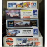 Five Airfix, Tamiya and Fujimi model Le Mans car kits, all in original boxes.