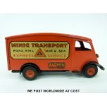 Tri-ang Minic tin plate clockwork Shutter Van with red body,