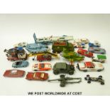 Twenty two Corgi and Dinky diecast model vehicles including gift set models, military vehicles etc.