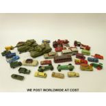 Thirty-six Dinky, Corgi and Matchbox diecast model vehicles including military, Formula 1 cars,