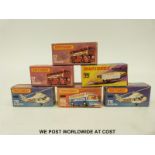 Six Matchbox Lesney 1-75 series diecast model vehicles, 17, 17, 33, 65,