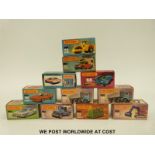 Twelve Matchbox Lesney new 1-75 series diecast model vehicles comprising numbers 5, 16.