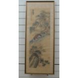 A Chinese silk scroll painting of a crouching tiger circa 1920s/30s,
