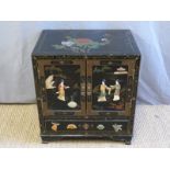 A Japanese lacquer cabinet with Shibayama style decoration (W56 x D41 x H61cm)