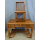 A Chinese elm desk/dressing table and chair (W114 x D58 x H83cm)