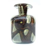 Mdina glass vase of square form in 'tiger' striped pattern, 15.