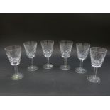 A set of six Waterford Crystal white wine glasses in Ashling pattern, 14.