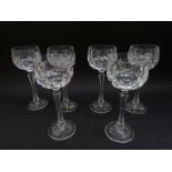 A boxed set of six Brier Glass cut glass hock glasses