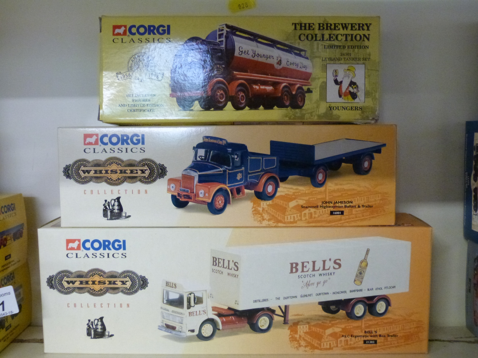 Three Corgi Whisky and Brewery Collection diecast model lorries Scammel Highwayman 16001,