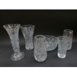 Five cut glass vases to include Thomas Webb, Edinburgh etc.