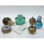 A selection of glass paperweights and glass etc including Isle of Wight and Wedgwood