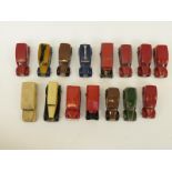 Fifteen Dinky Toys diecast model vans including Dunlop, Royal Mail, ambulances etc.