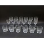 A quantity of boxed Royal Doulton glassware in Jasmine pattern comprising six each of sherry