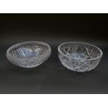 Waterford Crystal cut glass bowl (22cm diameter) and one other (21cm diameter)