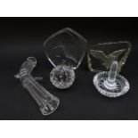 Five items of Waterford and similar glassware to include a ring holder, paperweight,