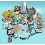 A collection of costume jewellery to include earrings, bangles, beads, necklaces,