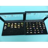 Over 40 rings set with various gemstones