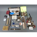 A quantity of collectables to include watches, pens, cased guilloche enamel brush, penknives,