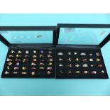 Fifty five rings set with various gemstones