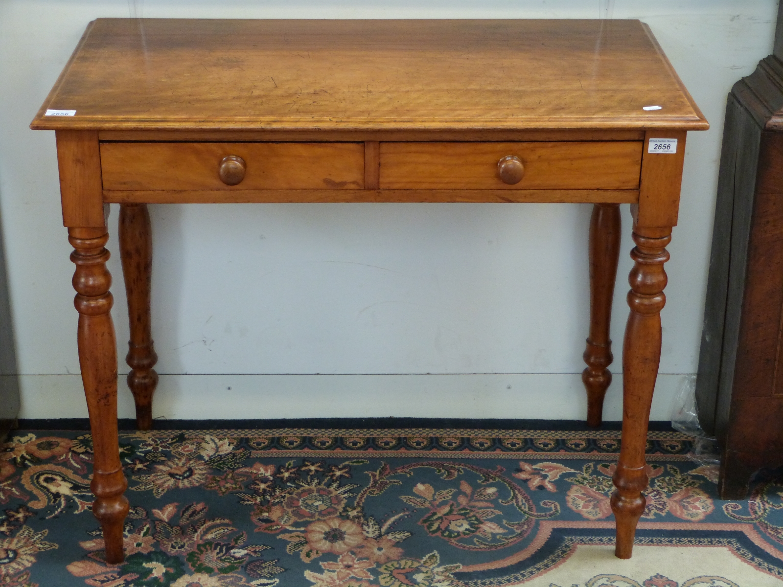 A 19thC mahogany two drawer desk or side table, - Image 2 of 2