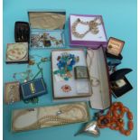 A collection of costume jewellery to include necklaces, brooches,