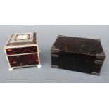 A Vizagapatam ivory inlaid trinket or jewellery box and a 19th or early 20th century tortoiseshell