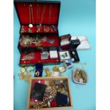 A collection of costume jewellery to include earrings, necklaces,