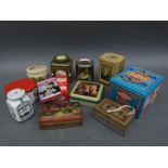 A large quantity of vintage tins to include Edward Sharp & Sons, Jacobs biscuits, Crawford,