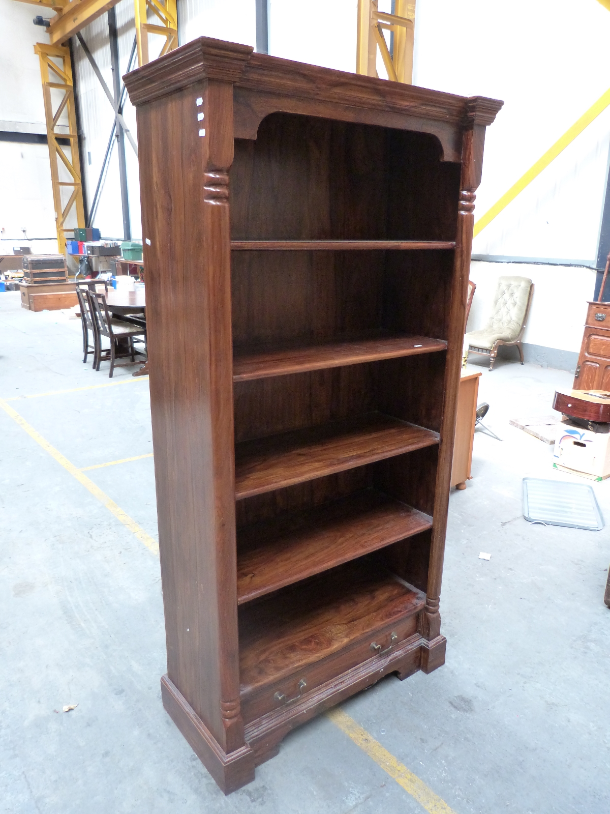 A hardwood bookcase with drawers below (H183 x W92 x D41cm) - Image 2 of 2
