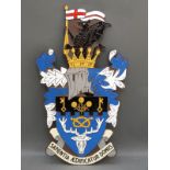 A heavy bronze and enamel armorial plaque with Latin motto "Sapienta Aedificatur Domus" - Wisdom