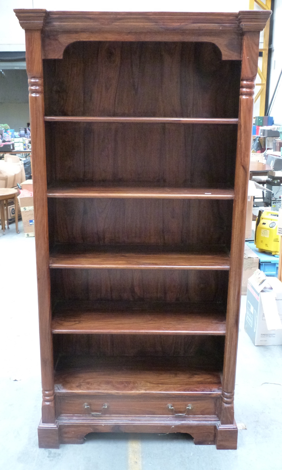 A hardwood bookcase with drawers below (H183 x W92 x D41cm)