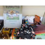 A quantity of games to include draughts, scrabble, Chad Valley skittles, Subbuteo table cricket,